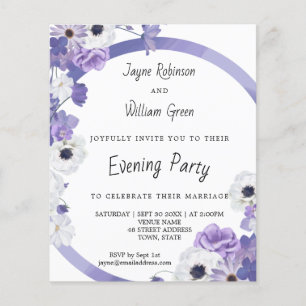 Papier Budget Purple Floral Mariage Invitation de soirée