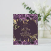 Papier Budget Purple Floral Papillon doux 16 Invitation (Debout devant)