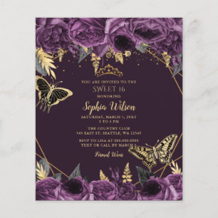 Papier Budget Purple Floral Papillon doux 16 Invitation