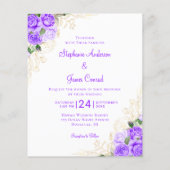 Papier Budget Purple Floral Photo Faire-part de mariage (Dos)