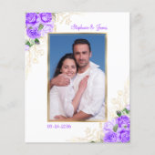 Papier Budget Purple Floral Photo Faire-part de mariage (Devant)