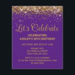 Papier Budget Purple Gold 30th Birthday Party Invitation<br><div class="desc">Invitation de Parties scintillant violet et or,  Fêtons Trente n'importe quel âge,  Quarantième Cinquante-Cinquante Soixante,  Personnalisé 21ème 40ème 60ème,  Élégant Jalon Trente Doux 16,  Personnalisé 18ème Glam Golden Confetti,  Calligraphie adulte Moderne Écriture stylée,  Chic tendance simple pour elle,  Bling 16ème quinceanera 15ème célébration,  20ème 25ème 35ème 70ème 80ème</div>