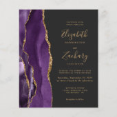 Papier Budget Purple Gold Agate 4-Photo Mariage Invitatio (Devant)