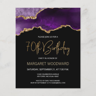 Papier Budget Purple Gold Agate 70e anniversaire Invitati