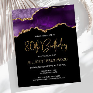 Papier Budget Purple Gold Agate 80e anniversaire Invitati
