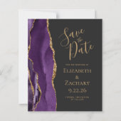 Papier Budget Purple Gold Agate Dark Enregistrer la date (Devant)