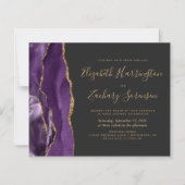 Papier Budget Purple Gold Agate Dark Faire-part de mariag (Devant)