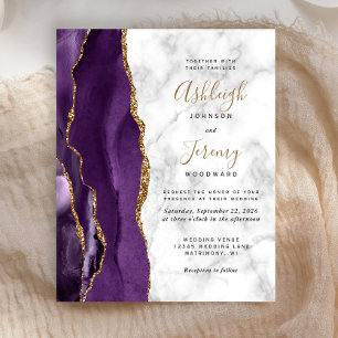 Papier Budget Purple Gold Agate Marble Wedding Invitation