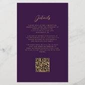 Papier Budget Purple Gold Agate Plum QR Code Mariage (Dos)