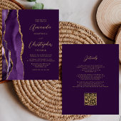 Papier Budget Purple Gold Agate Plum QR Code Mariage
