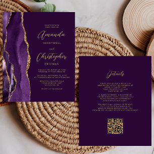 Papier Budget Purple Gold Agate Plum QR Code Mariage