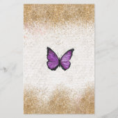 Papier Budget Purple Gold Butterfly Sweet 16 Invitation (Dos)