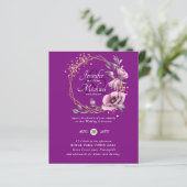 Papier BUDGET Purple Gold Floral Mariages Invitations (Debout devant)