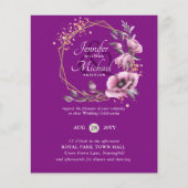 Papier BUDGET Purple Gold Floral Mariages Invitations (Devant)