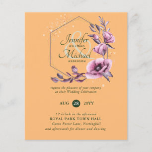Papier BUDGET Purple Gold Floral Mariages Invitations