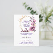 Papier BUDGET Purple Gold Floral Mariages Invitations (Debout devant)