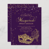 Papier BUDGET Purple Gold Parties scintillant Masquerade (Devant / Derrière)