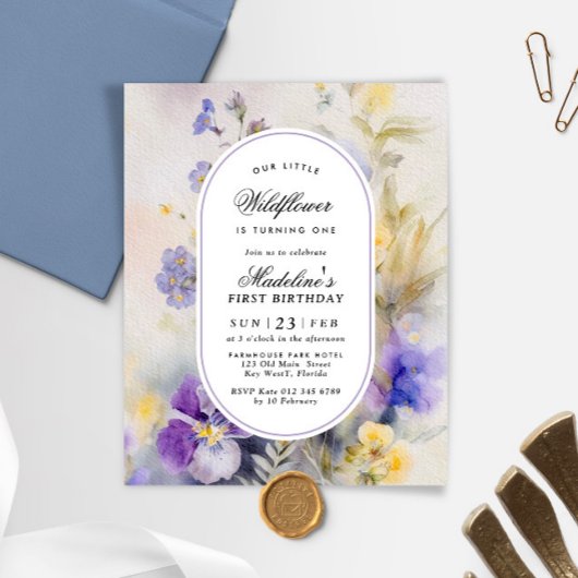 Papier Budget Purple & Jaune 1er Invitation anniversaire