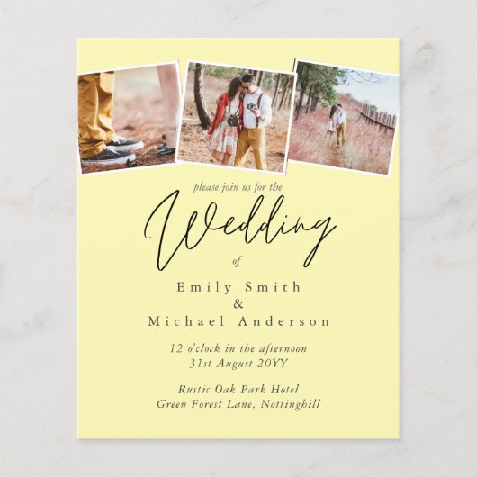 Papier BUDGET Purple Jaune Couleurs Gris Mariage Inviter (Devant)