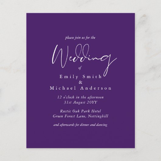 Papier BUDGET Purple Jaune Couleurs Gris Mariage Inviter (Devant)