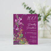 Papier BUDGET Purple Jaune Floral 100e anniversaire Invit (Debout devant)