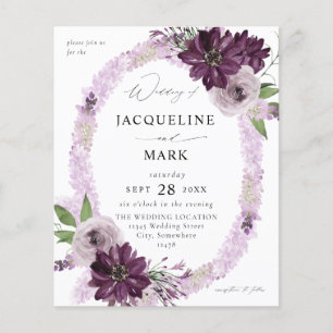 Papier Budget Purple & Lavender Floral Bague Mariage