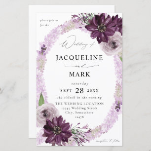 Papier Budget Purple & Lavender Floral Bague Mariage MED