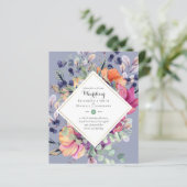 Papier BUDGET Purple Orange Floral Invitations de mariage (Debout devant)