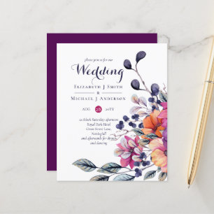 Papier BUDGET Purple Orange Floral Mariage Inviter