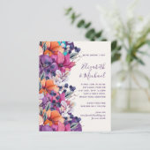Papier BUDGET Purple Orange Floral Mariage Inviter (Debout devant)