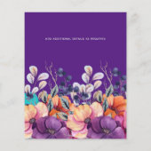 Papier BUDGET Purple Orange Floral Mariage Inviter (Dos)