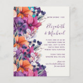 Papier BUDGET Purple Orange Floral Mariage Inviter (Devant)