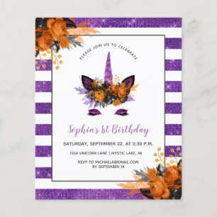 Papier Budget Purple Parties scintillant Unicorn Invitati
