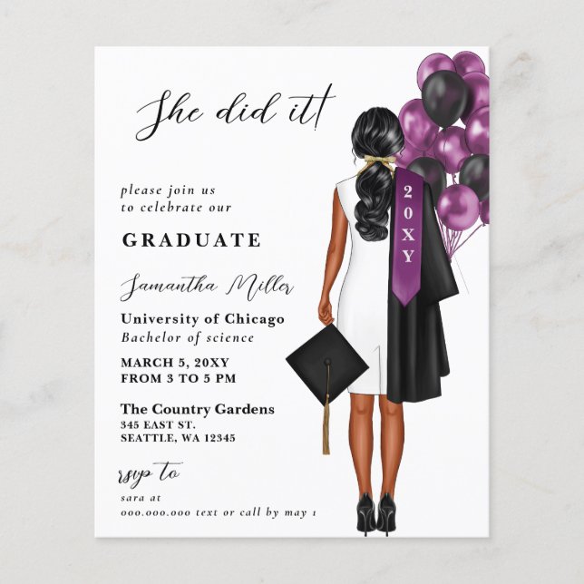 Papier Budget Purple Photo Elle L'A Fait Graduation (Devant)