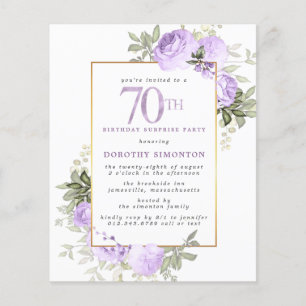 Papier Budget Purple Rose 70e anniversaire Surprise Party