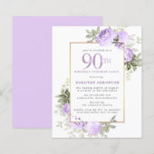 Papier Budget Purple Rose 90e anniversaire Surprise Party (Devant / Derrière)