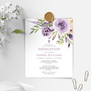Papier Budget Purple Rose Floral Dedication Invitation
