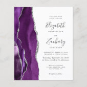 Papier Budget Purple Silver Agate Faire-part de mariage (Devant)