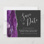 Papier Budget Purple Silver Agate Mariage Enregistrer la  (Devant)