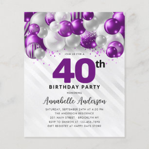 Papier Budget Purple Silver Balloon Parties scintillant 4