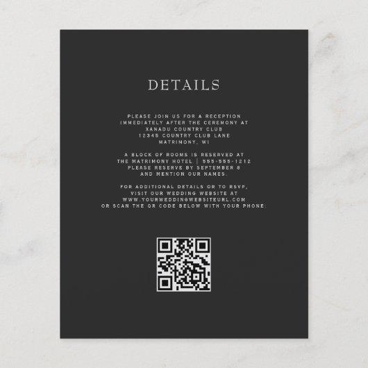 Papier Budget Purple Silver Dark QR Code Mariage Invitati (Dos)