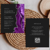 Papier Budget Purple Silver Dark QR Code Mariage Invitati