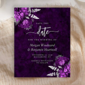 Papier Budget Purple Silver Floral Wedding Save the Date