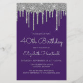 Papier Budget Purple Silver Parties scintillant 40e anniv (Devant)