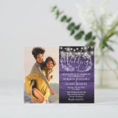 Papier Budget Purple String Lights 2 Photo Wedding Invita (Debout devant)