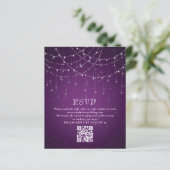 Papier Budget Purple String Lights QR Code Wedding RSVP (Debout devant)