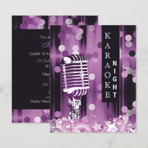 Papier Budget Purple Sweet 16 Karaoke Invitation