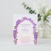 Papier Budget Purple Wisteria Floral Faire-part de mariag (Debout devant)