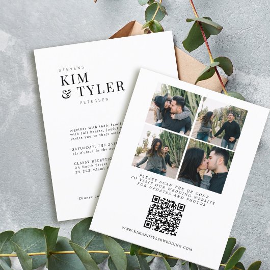Papier Budget QR CODE 4 photos faire-part de mariage mode