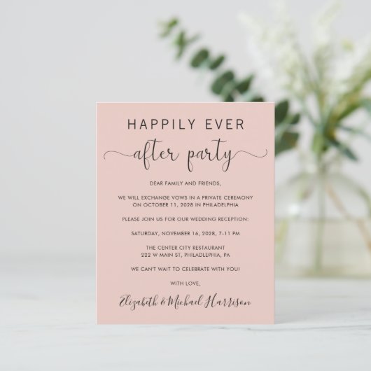 Papier Budget QR Code Blush Mariage Réception Invitation (Debout devant)